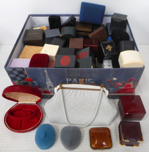 Lot 96 - Box lot Jewellery and Watch Boxes, various sizes plus Oroton handbag