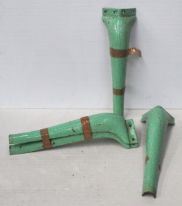 Lot 220 - set of 4 x Vintage Green speckled Enamel stove Legs - 44cm H each