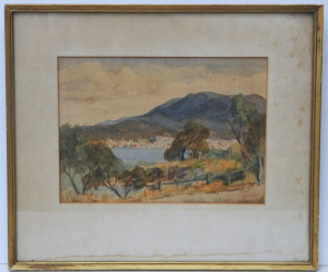 Nell Gregson (Active c1930-40s) Framed Watercolour - View of Hobart - Signed low