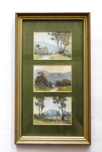 William L Slack (1876 - 1949) Framed Set of 3 Miniature Watercolours - Australia