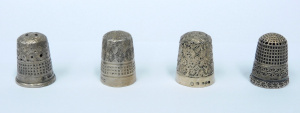 4 x Vintage English Sterling Silver Thimbles - varying desgns - hallmarks sighte