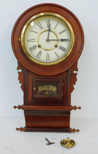 1980s Regulator Wall Clock - Roman Numerals with Key & Chime 58cm H