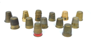 Group lot of Vintage Brass thimbles varying sizes & designs