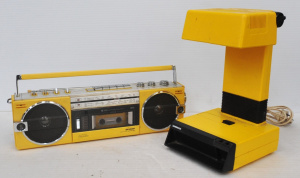 2 x Retro yellow Items incl SHARP Dtereo Radio Cassette Player & Kambrook Re