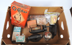 Box lot o Vintage Laundry & Cleaning Items incl O- Cedar Broom Head in Origi