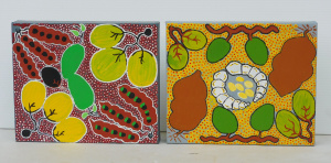 Pair of Nikkie Morrison Nangali (1974 - )Aboriginal oil paintings on canvas - un