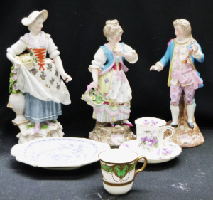 3 x Vintage Porcelain Classical Figures & China - incl Pair of Meissen Style