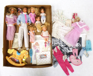 Group lot of 1980s Mattel Heart Family Dolls, clothing, accessories & sewing