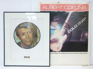 2 x pieces - Framed David Bowie 'Lets Talk' interview Picture Disc + Albert Coll