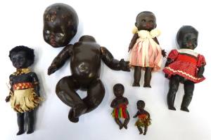 Group lot of Vintage Black Dolls inc, Pedigree, Turtle, other English, compositi