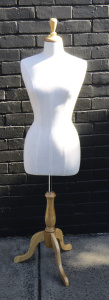 Vintage Dress Makers Mannequin - fabric covered with wooden base