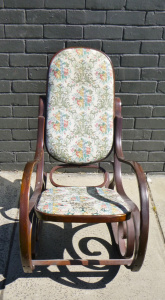 Vintage Thonet Style Bentwood Rocking Chair - with tapestry floral upholstering