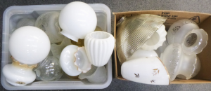 2 x box lots of Mostly Vintage Glass light lam shades inc, milk glass, frosted,