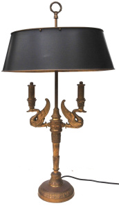 Lot 2 - Large Vintage French Empire Style Bouillotte Table Lamp - Swan Neck &