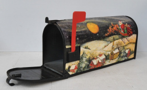 Lot 8 - Modern US Mail Metal Letterbox w decoupage Christmas decoration