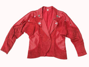 Lot 14 - 1980s ladies soft red leather and suede Batwing jacket, with studs, di