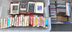 Lot 20 - 2 x Boxes 8-track Cartridges, CDs and DVDs