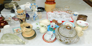 Lot 43 - 3 x Boxes Mixed inc English China, Pottery, Figures, EPNS, Crystal, Gla