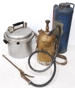 Lot 57 - 3 x Vintage Metal Items incl Tosca Branded Spray Pump w Shoulder Strap,