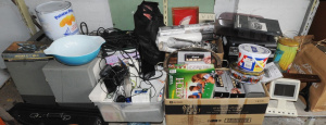 Lot 59 - Large Group Lot of Assorted Mixed Items incl Electronics, Tins, Wallpap