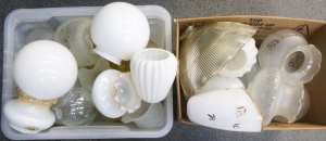 Lot 61 - 2 x box lots of Mostly Vintage Glass light lam shades inc, milk glass,