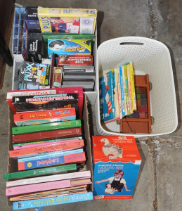 Lot 72 - 3 x Boxes of Mostly Toys & Games incl 1964 Fischer Price Cackling D