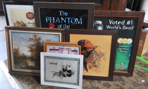 Lot 75 - Group lot - Framed Pictures - old Bar Adverts, decorative Oil painting,