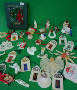 Lot 77 - Large group lot of Porcelain & Crystal Xmas decorations inc Royal T