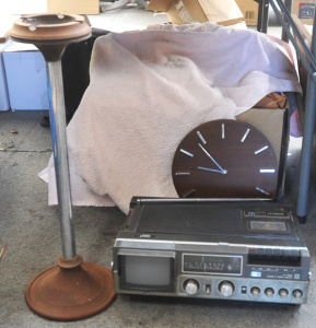 Lot 96 - 3 x Pieces of Retro Items incl Smokers Stand, JVC Portable Colour TV St