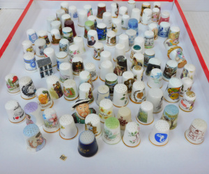 Lot 135 - Large Group China Thimbles mostly English made & HC Reference The