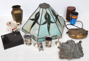 Lot 138 - Group lot mixed items - Leadlight Gum leaf Light shade (slight damage