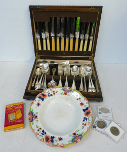 Lot 141 - Mixed Group lot inc vintage EPNS Canteen of Cutlery for 6 - ivorine ha