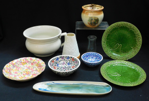 Lot 143 - Group lot of ceramics & Glass inc Dickens Grimwades lustre tobacco