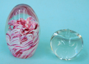 2 x Art Glass paperweights incl Signed Australian Geoffrey Dickinson Dome shaped