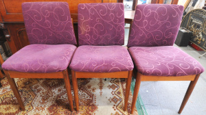 3 x Mid Century T H Brown teak Framed Dining chairs - all needing slight repairs