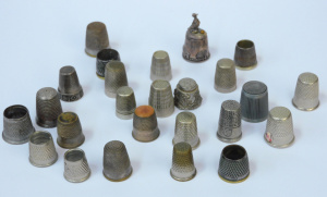 Group lot of Metal thimbles various sizes & designs