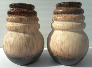 Pair vintage c1960 - 70s Scheurich West German Pottery vases - Light & Dark