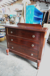 Vintage c1900s Baltic Pine & Cedar 3 Drawer Chest - stepped out front feet &