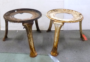 Lot 23 - Pair of Heavy Vintage Cast Iron Washer Stands - Great as Large Plant St