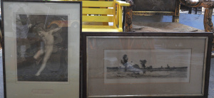 Lot 24 - 2 x framed c1900 or earlier European Works on Paper - 'Le Zephyr' after