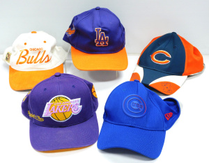 Lot 25 - Group lot of Vintage American Caps inc Los Angeles Lakers, Dodgers, NFL