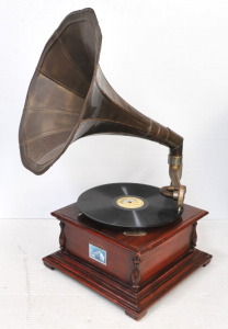 Lot 78 - Vintage Style HMV branded Reproduction Gramophone - square shaped base