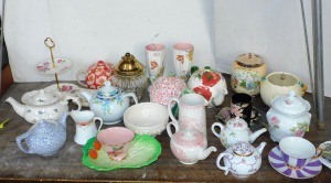 Lot 105 - Group lot ceramics inc Teapots, Robert Gordon pottery, English plats,