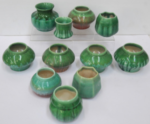 Lot 126 - Group lot Vintage Melrose Australian pottery - Green Glaze vases - var