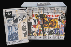 Lot 128 - 1996 Beatles Anthology VHS Video Tape Box Set w Seven VHS Tapes