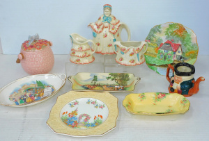 Lot 133 - Group lot vintage ceramics inc 3 pce Woods Little Old Lady Teaset, Roy