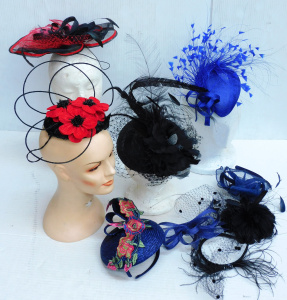 Lot 34 - Group lot of Ladies Millinery Fascinators inc Red & Black Kim Fletc