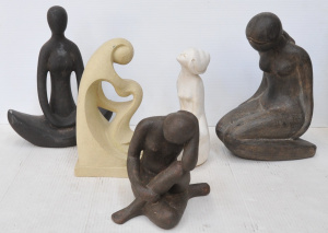 Lot 35 - 5 x Modernist Ceramic Female figures - Nudes, Stylised Mother & Chi