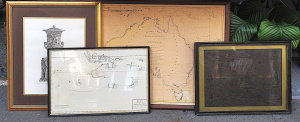 Lot 41 - 4 x Framed Early Reprints of Maps incl Maps of Australia w Details prin