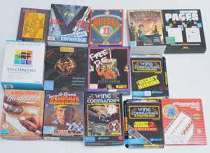 Lot 42 - Box lot of Vintage 80s90s PC Video Games & Software w Most still in